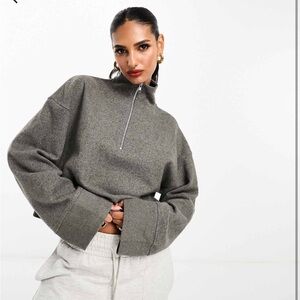 NWT super soft box sleeve half zip cozy crop sweater